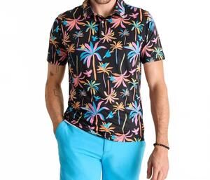NEW CHUBBIES men's light night performance polo in black